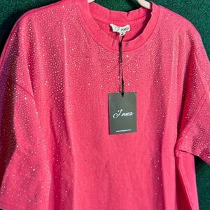 100 NWT J. NNA Hot Pink Bejeweled Top